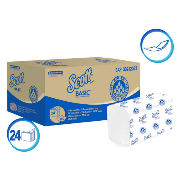 TOALLA SCOTT BASIC AIRFLEX INTERCALADA 24X150U KCP