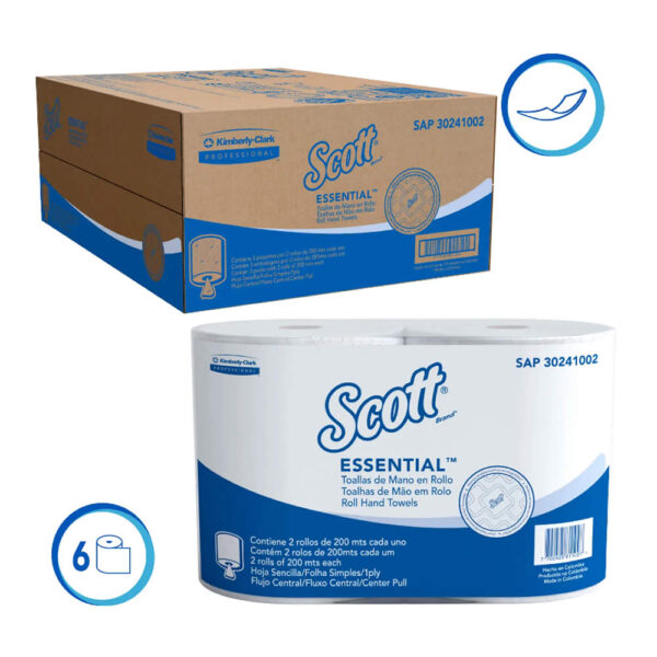 TOALLA SCOTT ESSENCIAL EN ROLLOS 2X200M CENTER PULL KCP