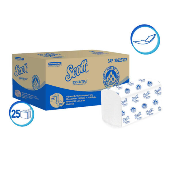 TOALLA SCOTT ESSENTIAL INTERCALADA 25X150U KCP