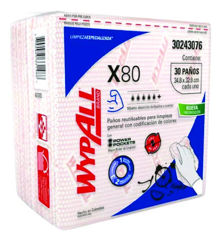 WYPALL 30 PANO LIMPIEZA X80 ROJO HOJA 38,4X32,9CM